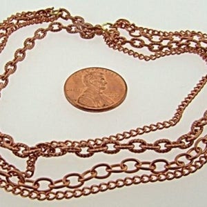 12 Vintage Copper Coated Steel 4 Chain 10&quot; Spring Ring Sections N14