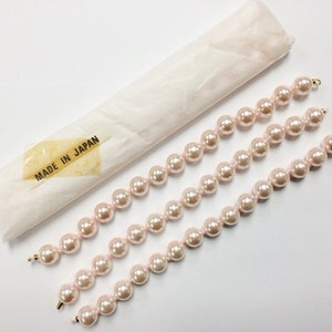 3 Vintage Japanese Hand Knotted Pink Pearl Acrylic Beaded 7&quot; Tipped Sections D403