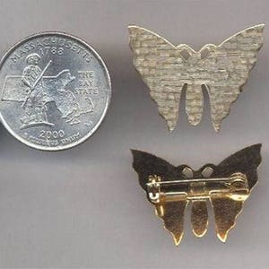 1 Vintage oro grabado mariposa barra Pin 21x27mm. Pin Broche X196