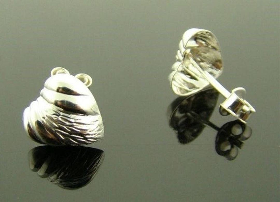 Vintage Genuine Sterling Silver Heart Stud 9mm. Earrings V958 - Etsy