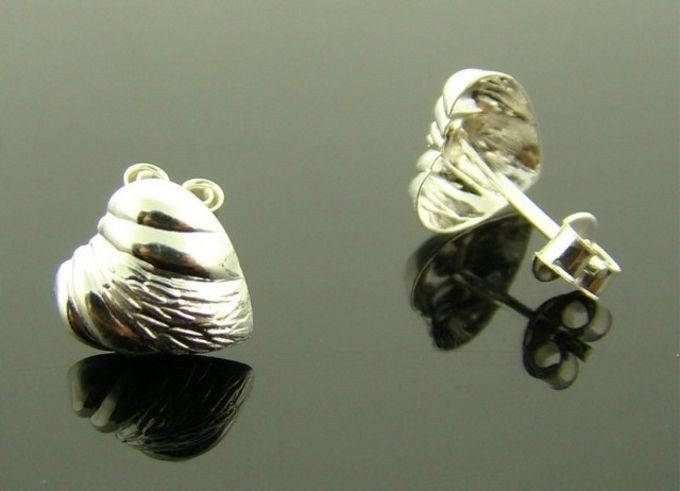 【出回り少】 RILY Original HeartEarring Silver Vintage Genuine Sterling Silver Heart Stud 9mm. Earrings V958 - Etsy
