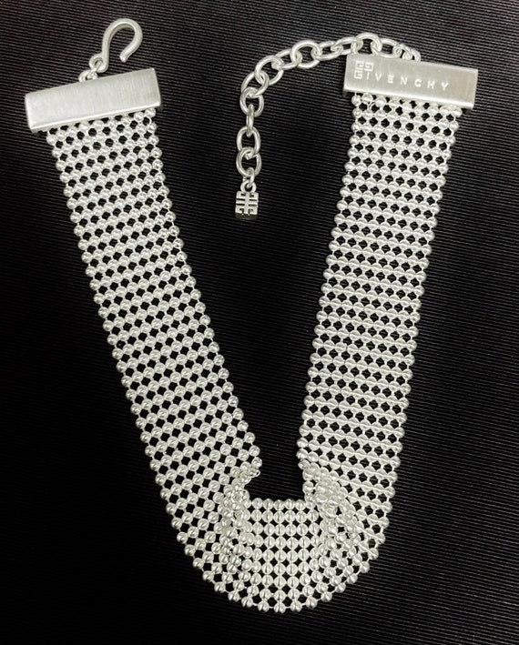 Vintage Bijoux Givenchy Silver Mesh Ball Chain Adjustable