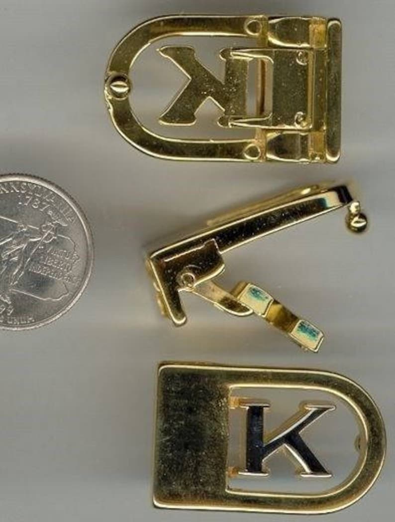 1 VINTAGE GOLD /& SILVER Plated Letter K Initial Belt Buckle s688