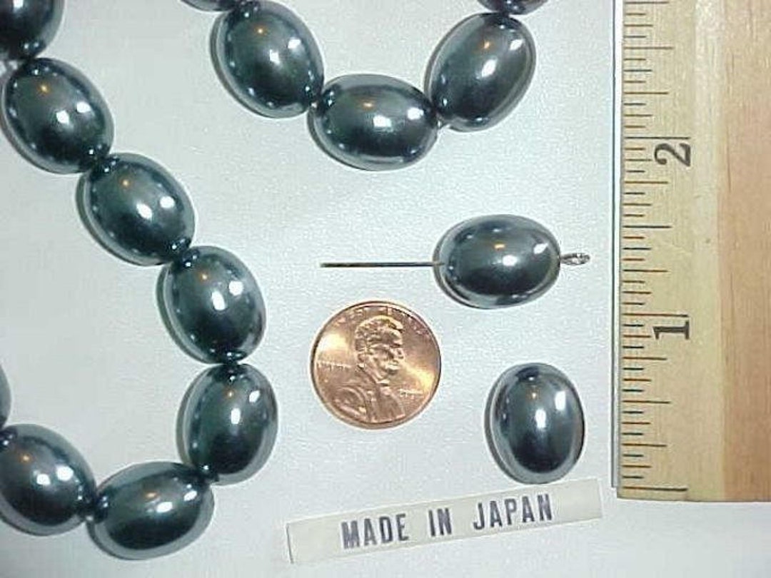 24 Vintage Japanese Grey Acrylic Pearl Oval 18x13mm. Beads L779 - Etsy