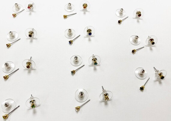 11 Pairs Rhinestone Stud Earrings - Assorted Colo… - image 4
