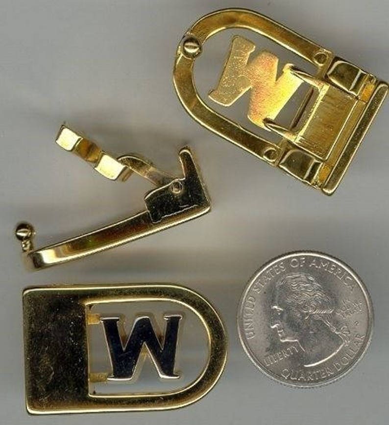 1 VINTAGE GOLD /& SILVER Plated Letter W Initial Belt Buckle s693