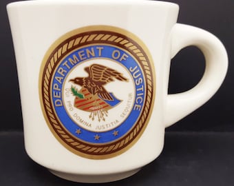 Vintage DOJ Department of Justice Seal Logo Mug - Unused F20