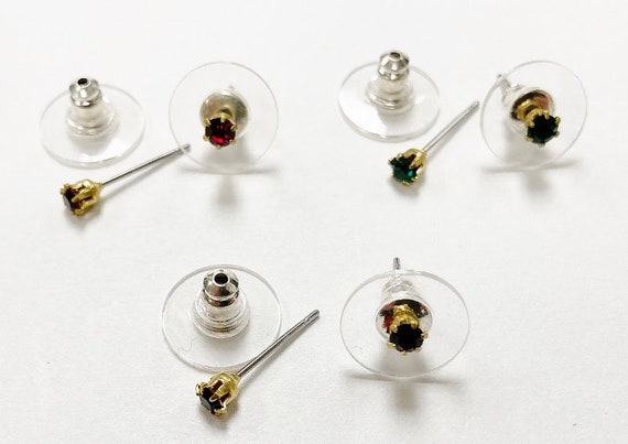 11 Pairs Vintage Rhinestone Stud Earrings - Assorted Colors