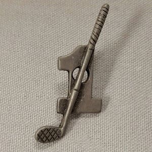 3 Vintage-Golfschläger aus echtem massivem Zinn, Loch in einem 1,5-Zoll-Pin-Rückseite, S37