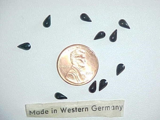 144 Vintage West German Glass Jet Black 6x3mm. Teardrop