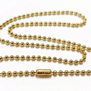 3 Vintage Golden Messing 2,5mm. Kugelkette 15" Halsketten - USA Made gestempelt "PERLENKETTE" E4GB