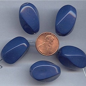 144pcs Vintage Japanese Blue 26mm Swirl Tube Beads G132