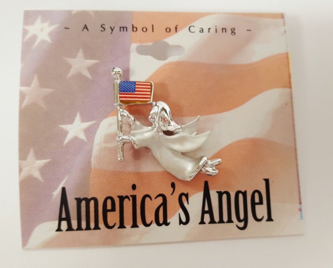 thumbnail image 2 of American Flag With Cross Pin. The Gold Christian Cross... 2 of 14
