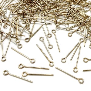 200 Vintage Antique Silver Plated Brass 19mm. Aged Eye Pins V358