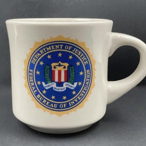 Vintage DOJ Department Of Justice FBI Federal Bureau Of Investigation Mug - Unused F18