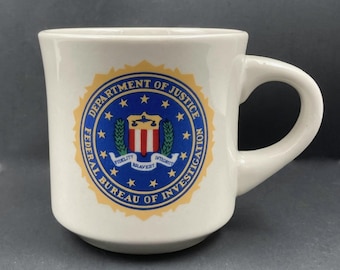 Vintage DOJ Department Of Justice FBI Federal Bureau Of Investigation Mug - Unused F18
