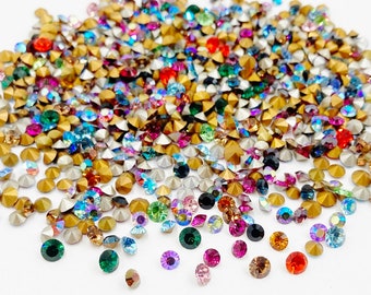 100 Vintage Swarovski Crystal 4mm. To 5mm. Rhinestones - Jewelry Repair J54