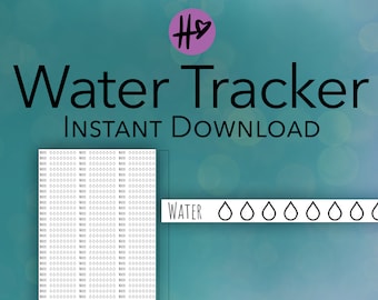 Water Tracker - Printable Planner Journal Sticker  - DIGITAL DOWNLOAD -