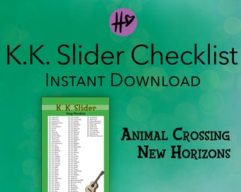 K.K. Slider Song Checklist - Animal Crossing New Horizons - Printable Planner Journal Sticker / Insert - DIGITAL DOWNLOAD