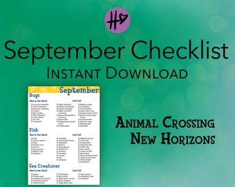 New & Leaving Bugs Fish and Sea Creatures for September - Animal Crossing New Horizons - Printable Checklist - DIGITAL DOWNLOAD -