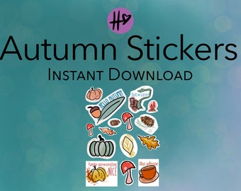 DIGITAL DOWNLOAD - Hello Autumn - Printable Planner Journal/Scrapbooking Stickers