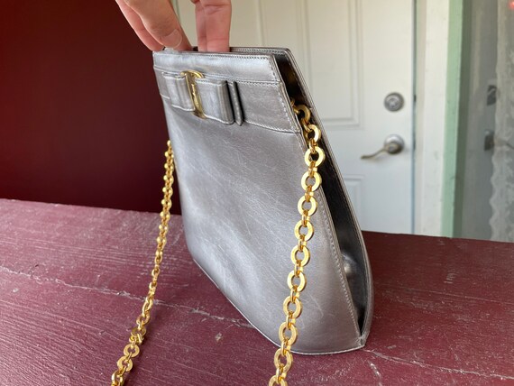 Vintage Ferragamo Leather Purse with Chain Strap … - image 6