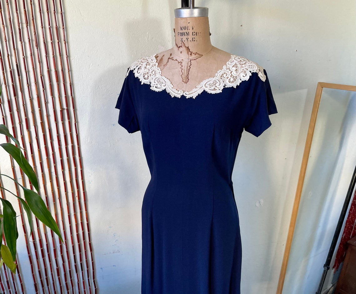 Buy EISENBERG ORIGINALS Dress / 40s Vintage Dress / 1940s Navy Online ...