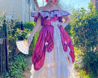 Loralie Originals Pink Princess Dress / 70s 80s Vintage Gown