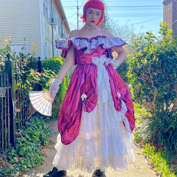 Loralie Originals Pink Princess Dress / 70s 80s Vintage Gown