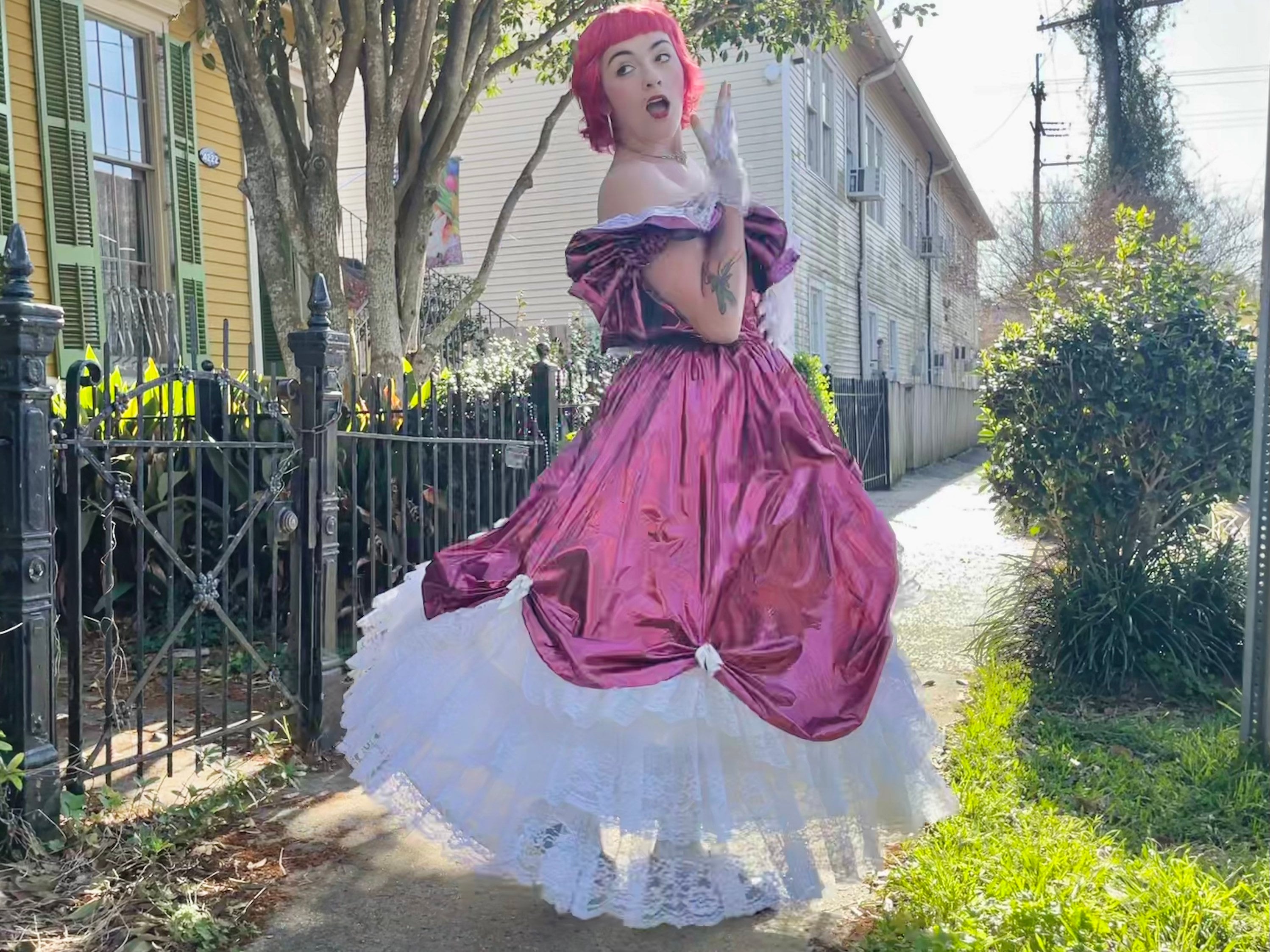 Loralie Originals Pink Princess Dress / 70s 80s Vintage Gown