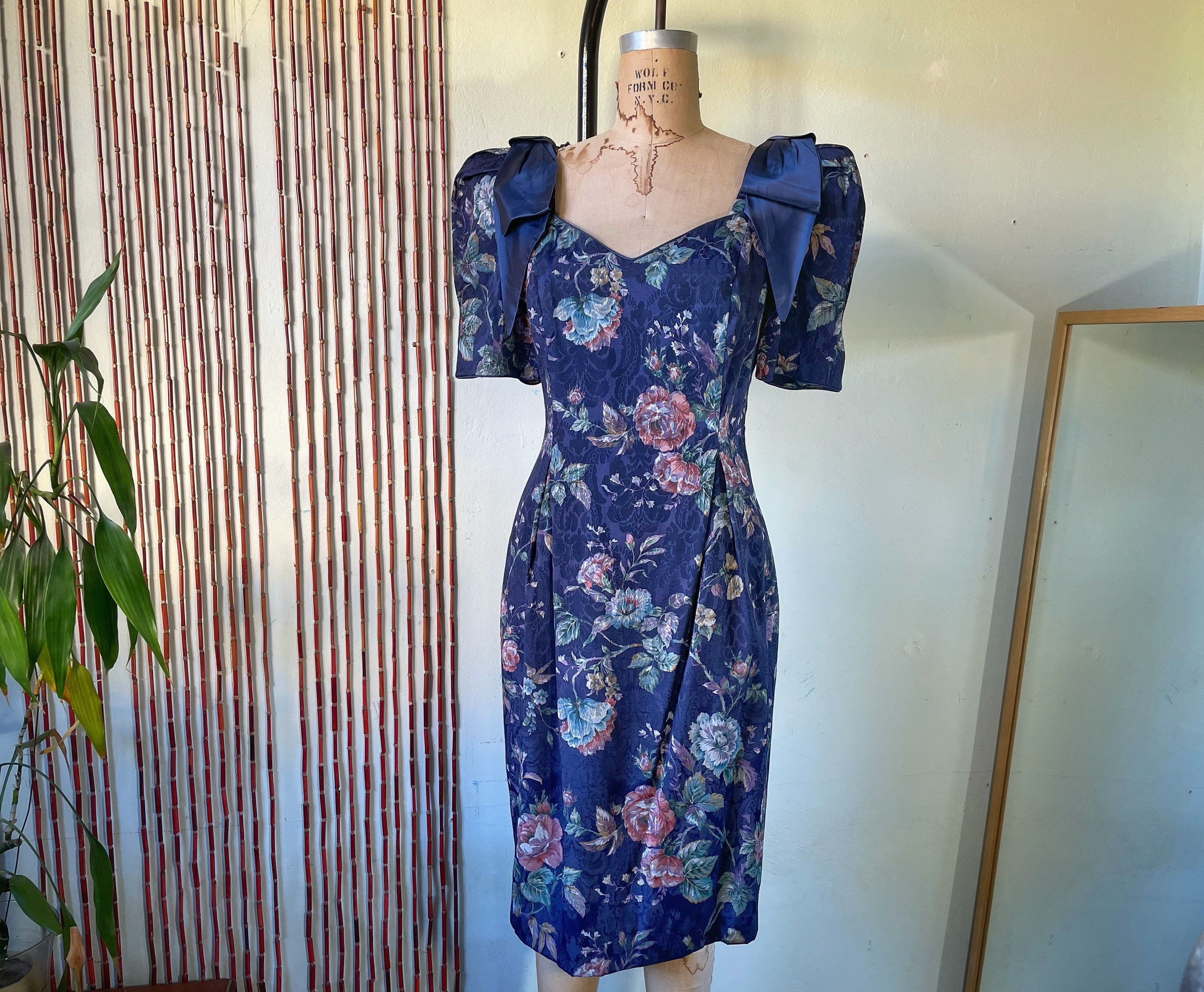 80s 90s Puff Sleeve Bodycon Dress by on the Rocks California
