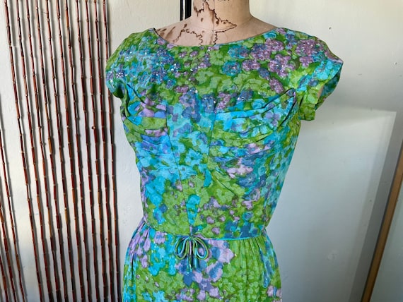 Peggy Hunt Wiggle Dress / 50s Vintage Cotton Desi… - image 3