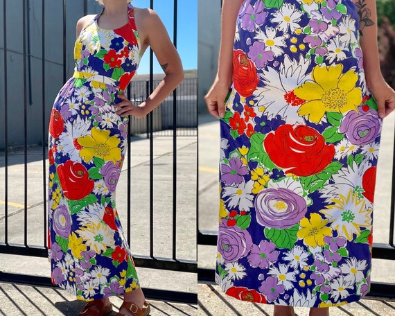 1960s Floral Maxi Dress by Tori Richard Honolulu … - image 1