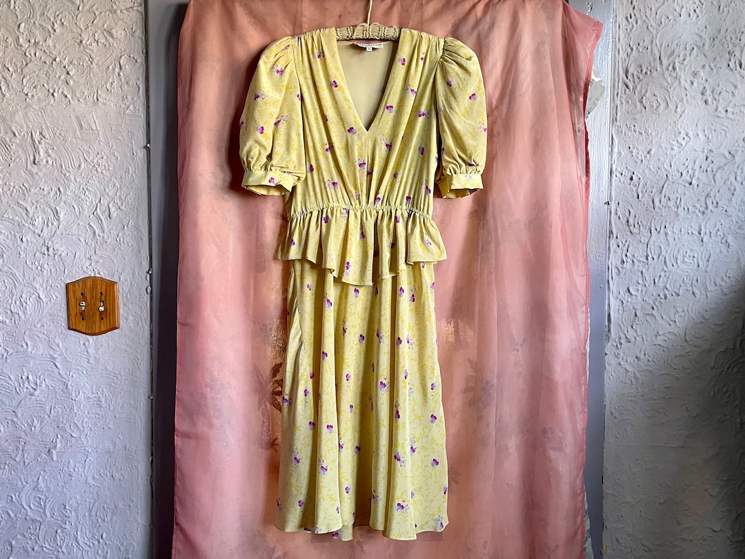 80s pastel floral slip dress