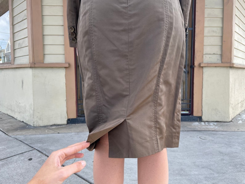 Y2K Brown Skirt Suit by Carolina Herrera / 2000s Womens Suit / Bronze