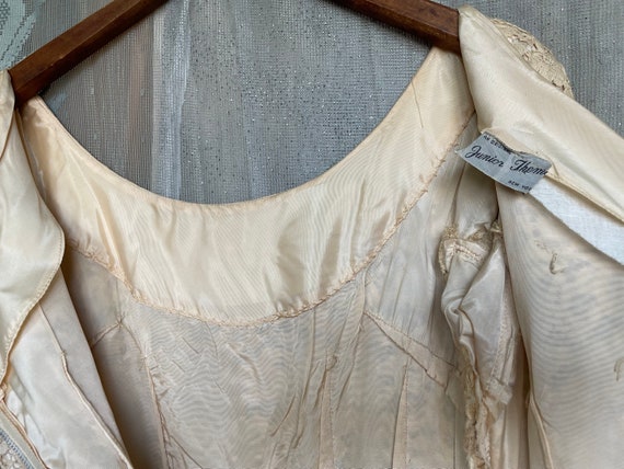 50s Cream Lace Drop Waist Dress / 1950s A Line Co… - image 9