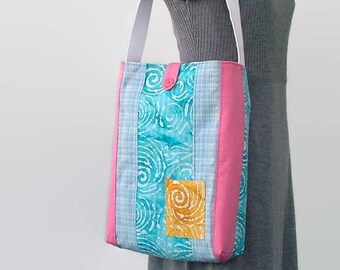 Upcycled Style Bag With Secondhand Textile. Batik Tote Bag. 