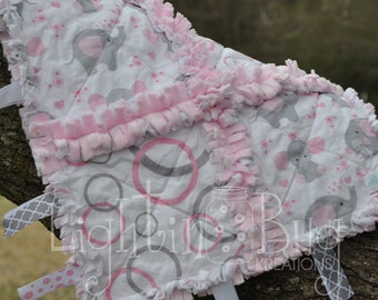 Elegant Elephant Tag Rag Blanket