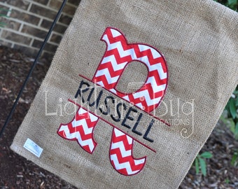 Red Chevron Yard/Garden Burlap Flag