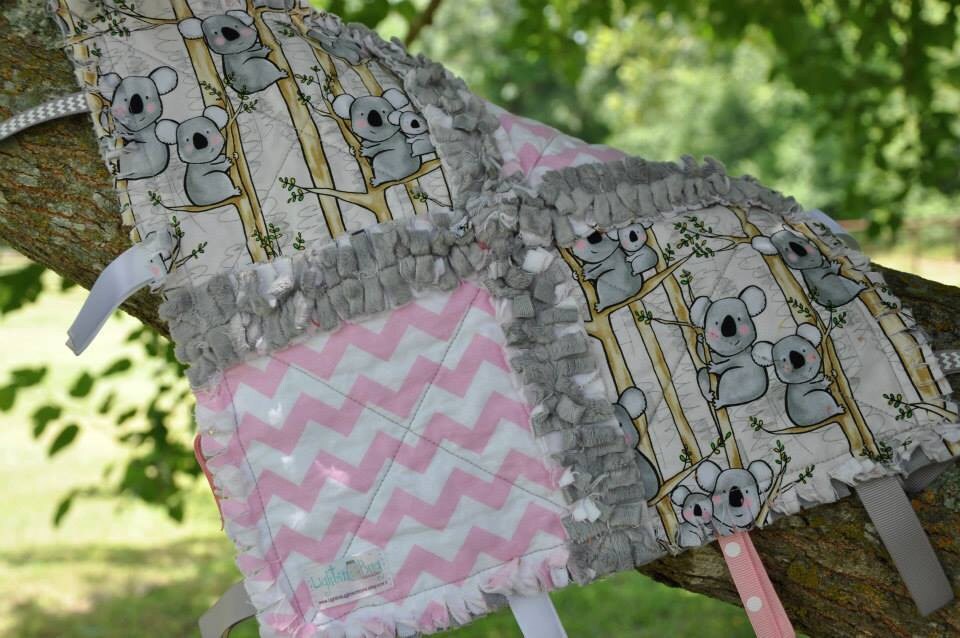 Koala Baby Tag Blanket / Minky Blanket for Girls in Pink ...