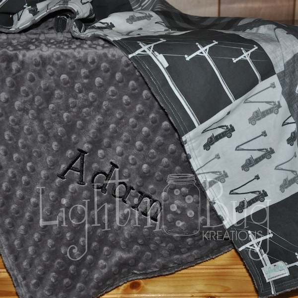 Lineman baby Personalized Minky Blanket / Designer Fabric