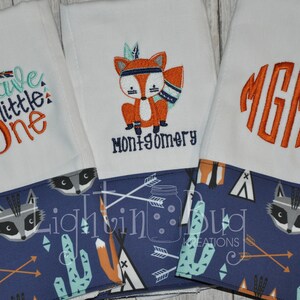 Personalized Tribal Fox Burp Rag Set
