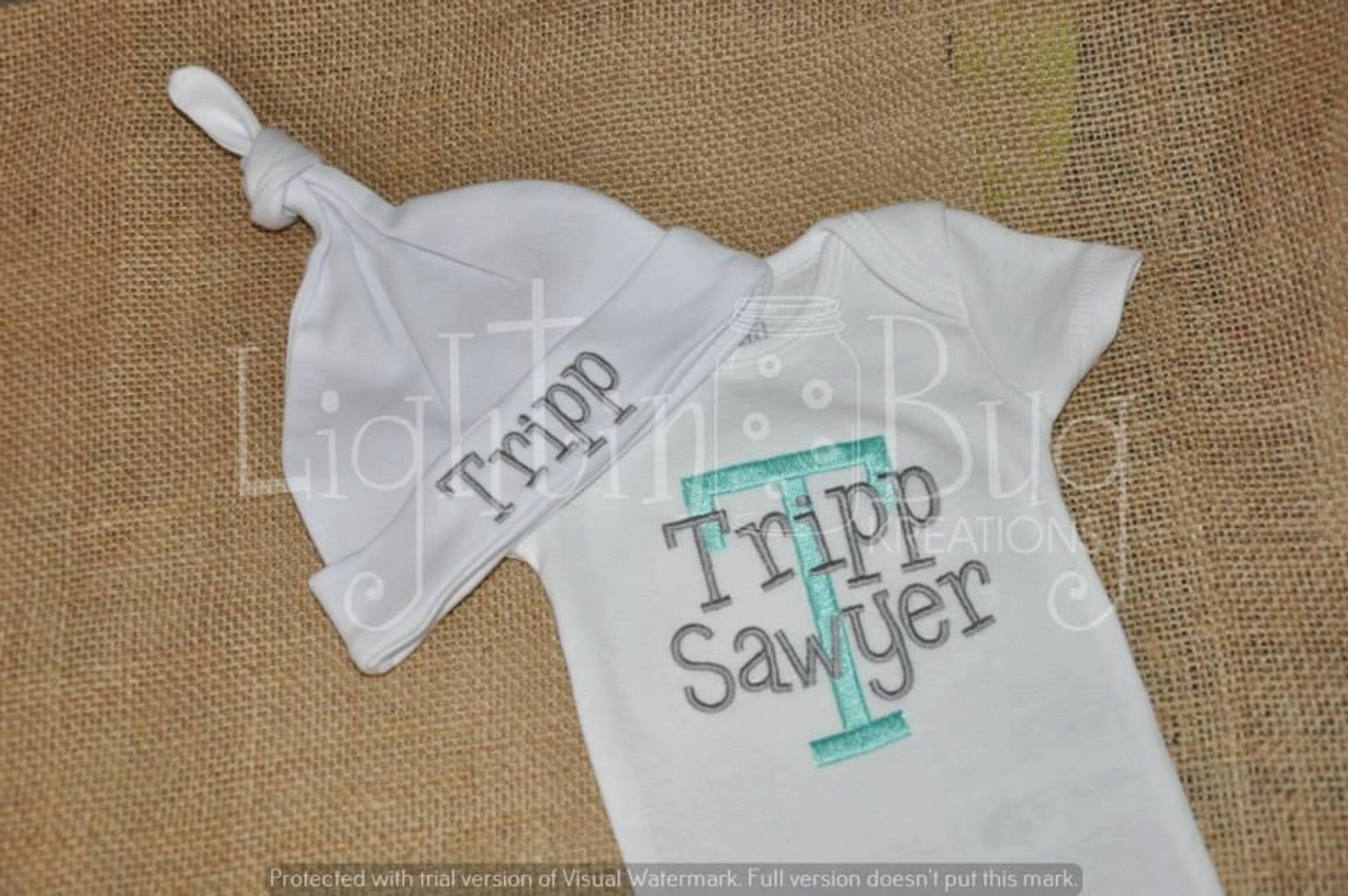 Personalized Baby gown/Onesie with hat Etsy