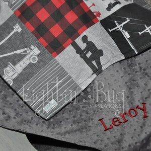 Lineman baby Personalized Minky Blanket / Designer Fabric