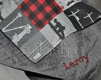 Lineman baby Personalized Minky Blanket / Designer Fabric