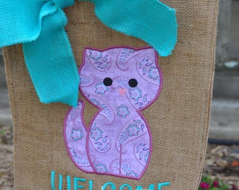 Cat Yard/Garden Burlap Flag