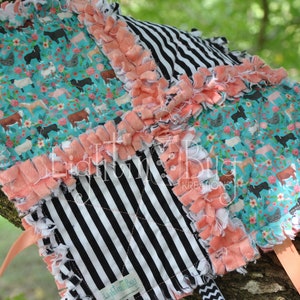 Farm Animal Baby Blanket / Tag Blanket / Farm Baby Blanket / Stockshow Baby / Cow Fitter