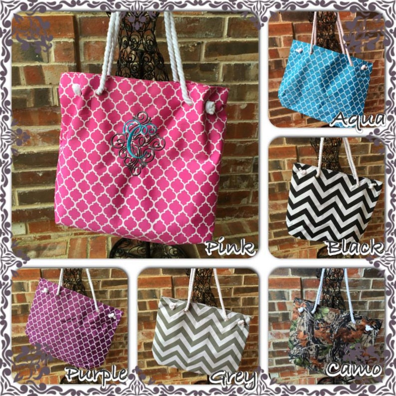 Monogrammed Large Zipper Tote bags | Etsy
