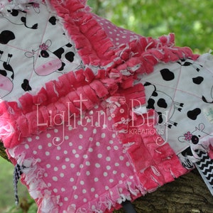 Farm Animal / cows /  Minky Baby Tag Blanket