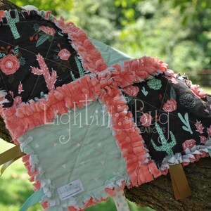 Cactus Baby Tag Blanket / Minky Blanket